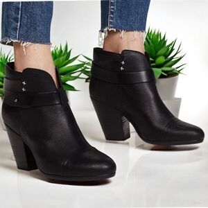 rag & bone Harrow style black leather Heeled booties with ankle straps size 40